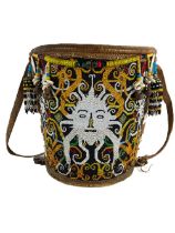 A rare early 20th Century Borneo beadwork Childs carrying Basket or "Dayah," decorated with