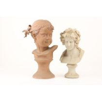 An attractive composition marble Bust of Antinous as Dionysus, 41cms (16''), together with a very