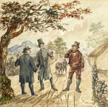 In the Manner of Erskine Nichol (1825-1904) A set of three caricature Drawings, of Village Scenes