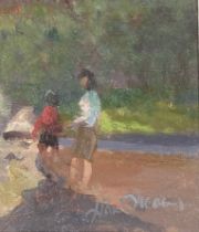 Liam Treacy (1934-2004) "St. Stephen's Green, 1987," O.O.C., Signed  lower right, 21.8cms x