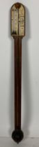 A quality Irish mahogany cased Stick Barometer, the arch top inset with etched dial, marked '