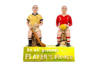 Advertisement: [G.A.A.] On all Grounds Players Please, (Cigarette) double plaster painted model of