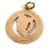 1956 Leinster Minor Football Championship Medal: G.A.A. [Football 1956] A 9ct gold circular