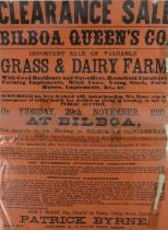 Co. Laois:  Queen's County - Broadside, Auction Poster, Bilboa and Clogrennan, 29th November 1910