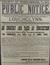 Markets & Fairs in Loughglynn Co. Roscommon:  Large printed Poster, Public Notice To All concerned
