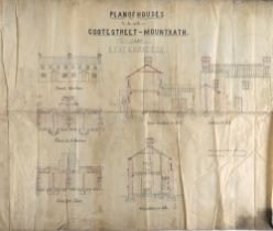 Co. Leix:   Two large original Architects Drawings, "Plan of Houses to be built in Coote Street