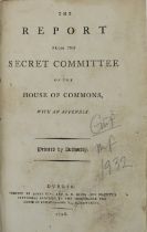 1798: The Report from the Secret Committee of the House of Commons, with An Appendix, 8vo Dub. 1798.