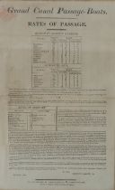 Grand Canal: Poster: Bagot (Daniel) Commissioner, Grand Canal Passage Boats - Rates of Passage, a