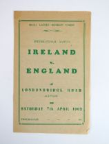 Hockey: Irish 1962 - Official Programme, International Match, Ireland v. England at Londonbridge