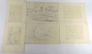 19th Century Irish School Co. Limerick: A group of 6 original Pencil Sketch Archaeological Views