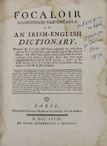 [O'Brien] Focaloir Gaoidhilge - Sax- Bearla, or An Irish-English Dictionary, 4to Paris 1768. First