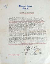 Byrne (Alfred, Lord Mayor of Dublin) An enthusiastic Signed typescript testimonial on Mansion