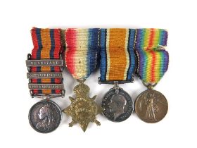 Medals: (Boer War 1890-1902 & W.W.1) A set of  four miniature Army issued Medals with original