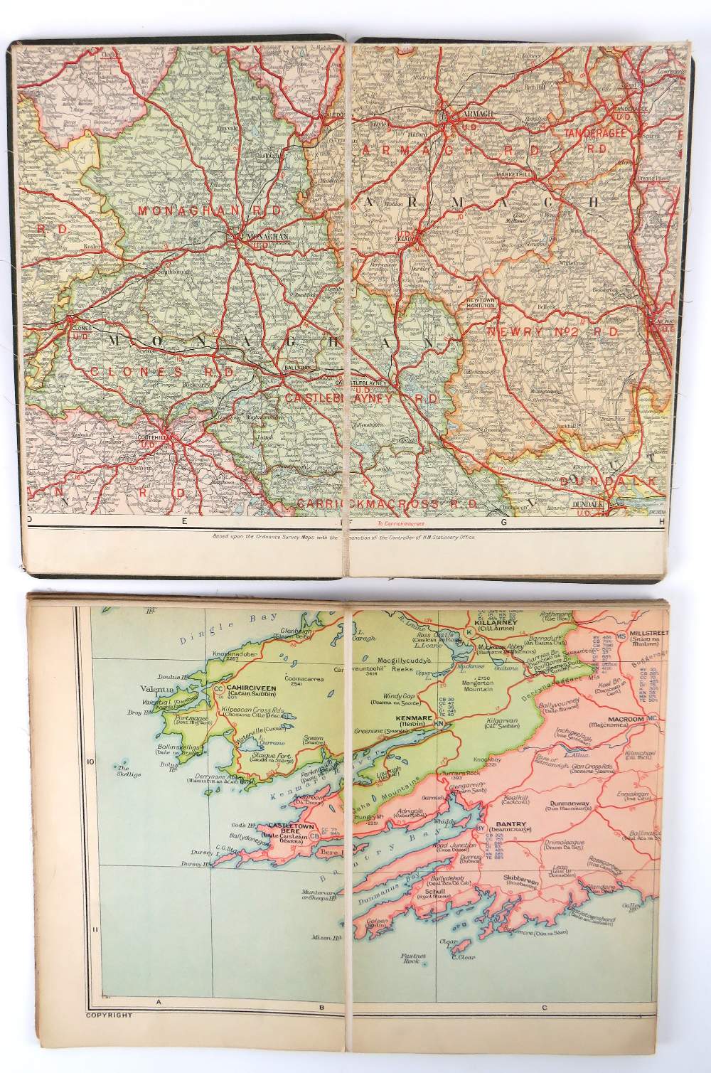 Irish Map: Bain (James)ed. Geographia Road Mileage Map of Ireland - cold., folding linen backed.