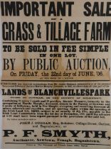 Co. Kilkenny: Broadside, 1906 Auctioneers Poster for 20 acres of grass and tillage farm at