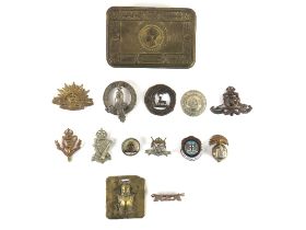 Militaria:  A collection of original W.W.1 Badges and Pins, for various Regiments including Connaght