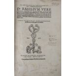 Early Printing by Froben: En Amice lector. Thesaurum damus inaestimabilem D. Basilium Vere nagnum