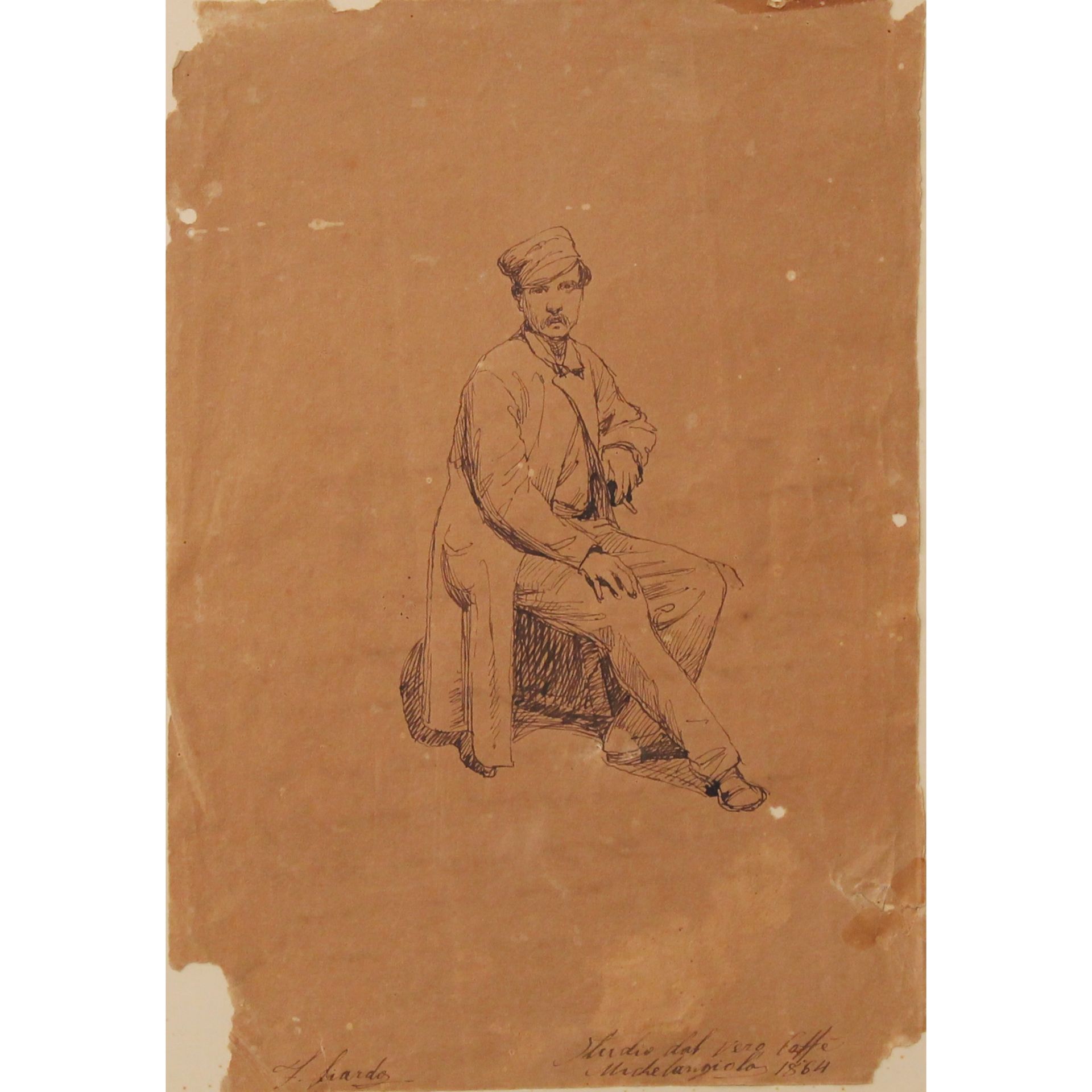 Filippo Liardo (1834/1917) "Studio dal vero Caffè Michelangelo" - "Study from the real Caffè Michela