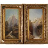 Scuola inglese della fine del secolo XIX "Paesaggi montuosi" - English school of the late 19th centu