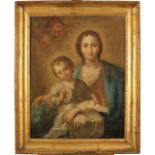 Scuola siciliana del secolo XVIII "Madonna con il bambino"