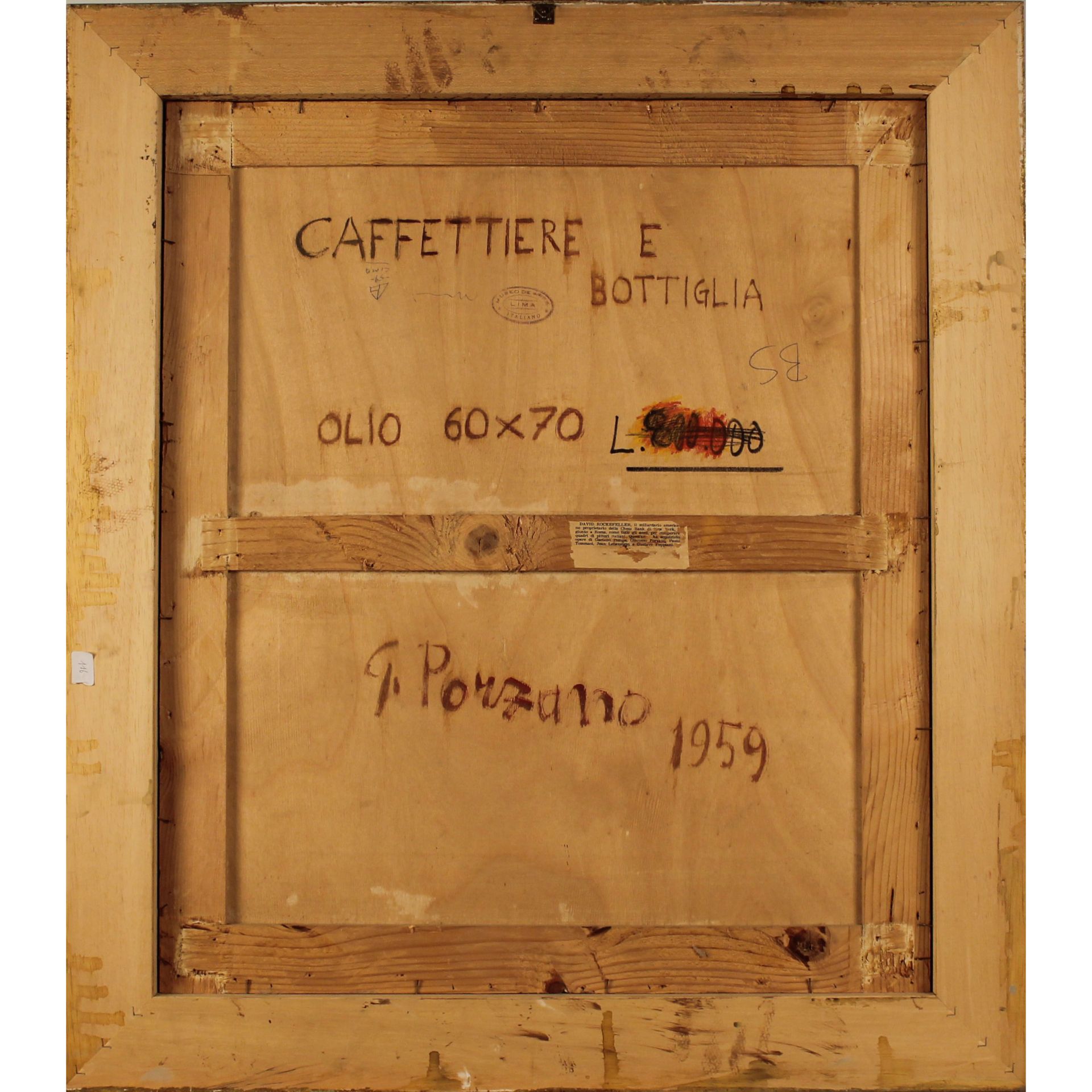 Giacomo Porzano (1925/2006) "Caffettiere e bottiglia" - "Coffee Pots and Bottle" - Image 2 of 2