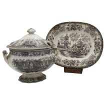 Grande zuppiera con vassoio - Large tureen with tray