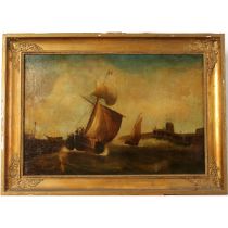 Scuola inglese della fine del secolo XIX "Imbarcazioni nella tempesta" - English school of the end o