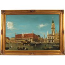 Scuola veneta del secolo XX "Il palazzo Ducale visto dal bacino di San Marco" - Venetian school of t