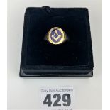 9k gold Masonic ring