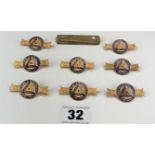 8 Order of the Sons of Temperance badges & The Wounded Stripe No. 4 badge