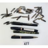 4 Waterman’s fountain pens and quantity of nibs