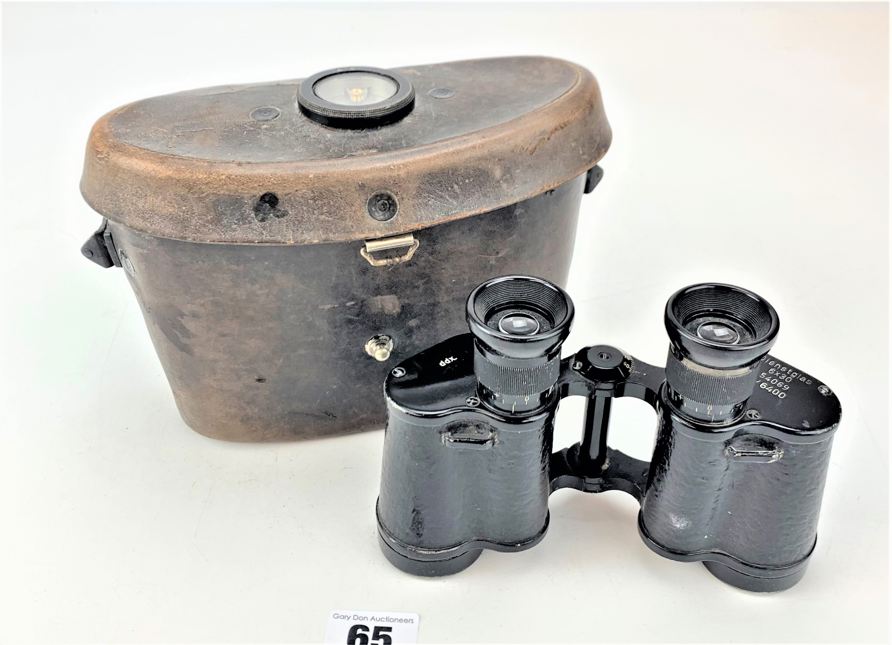 Dienstglas binoculars in case with compass