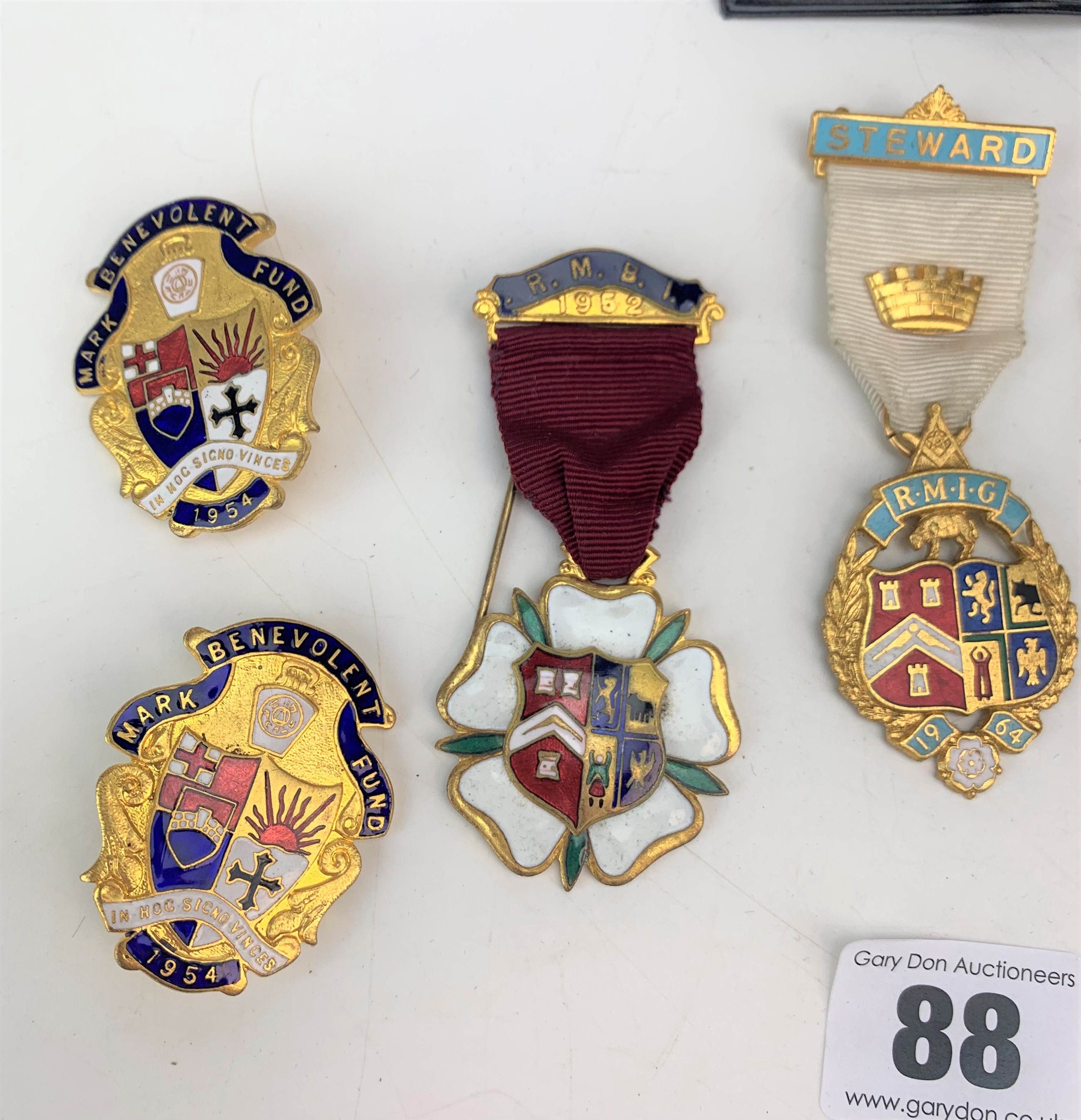 6 enamelled Masonic medals - Image 2 of 6