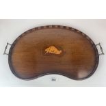 Antique inlaid mahogany gallery tea tray