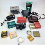 Praktica BC1 camera, Adox camera, Hanimex 35se camera, Hanimex 35hf motor camera and accessories