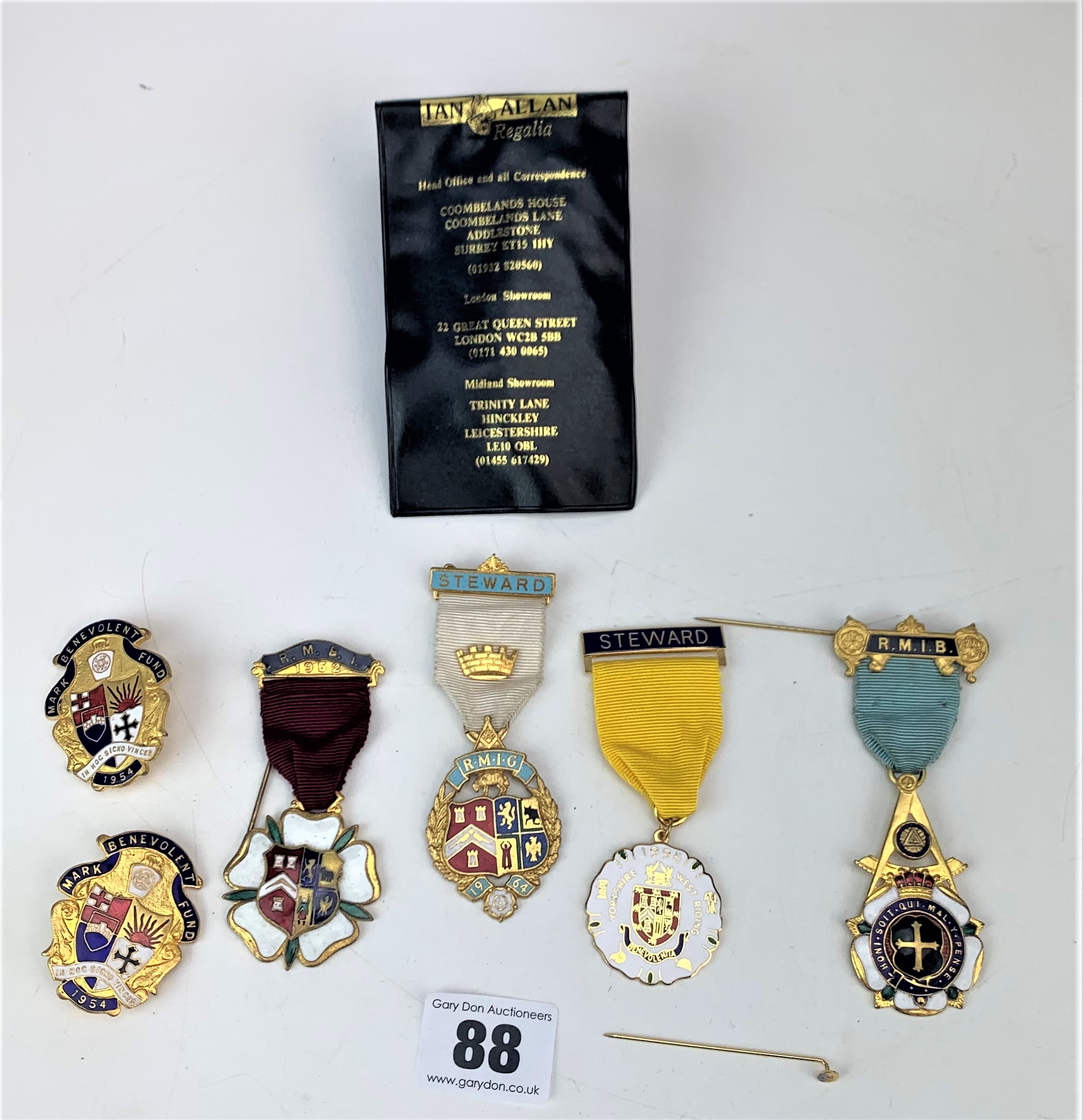 6 enamelled Masonic medals