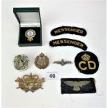 Women’s Land Army badge, 4 cap badges and 4 patches