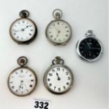 5 assorted plated pocket watches