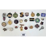 Assorted enamelled badges and pins