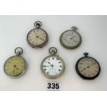 5 assorted plated pocket watches