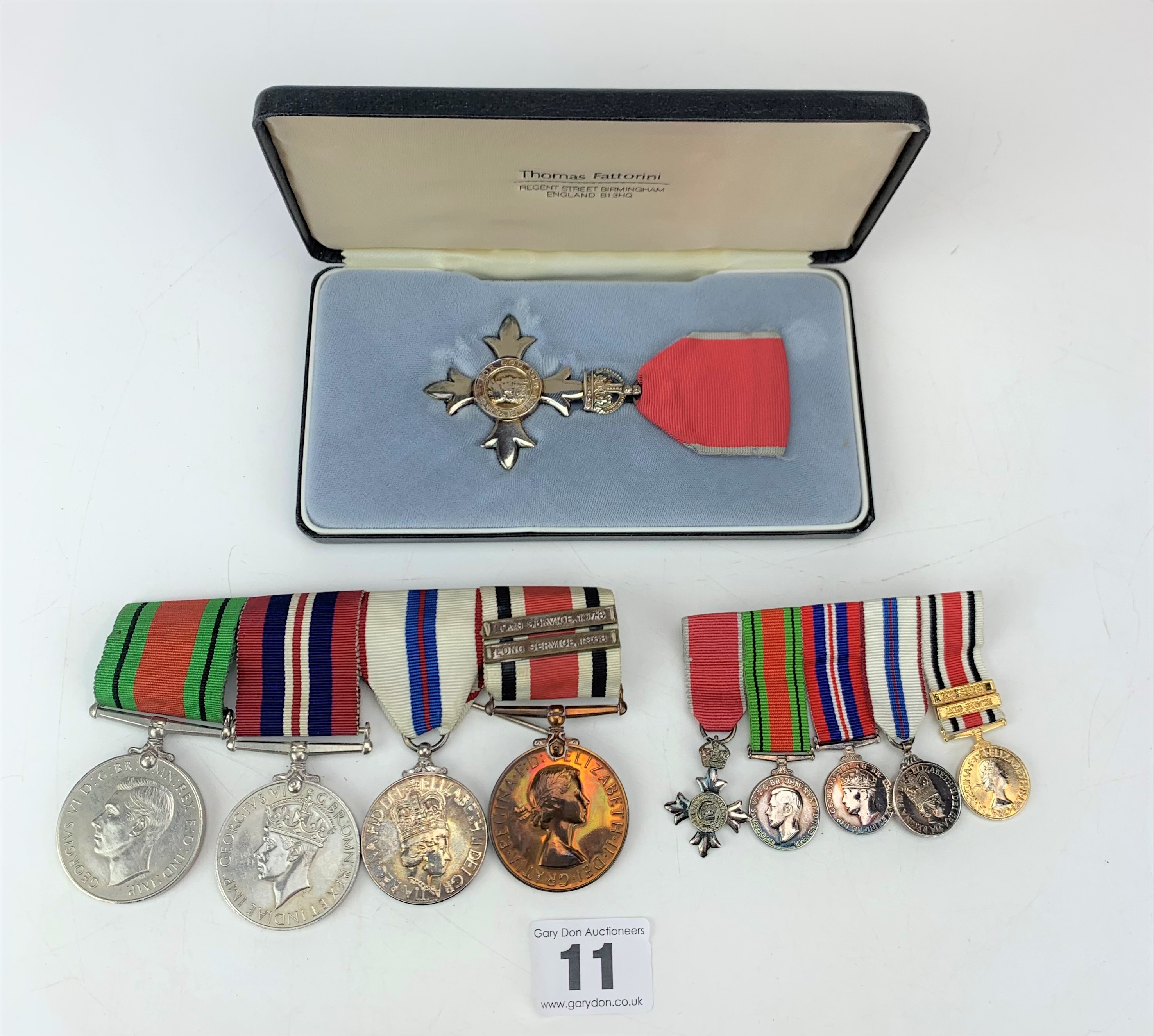 Bar with 2 Second World War Medals and 2 Police Service Medals, miniature medals and MBE medal - Image 2 of 11