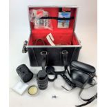 Zenit –B camera, Pentacon lens, Vivitar lens & accessories in case