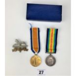 2 First World War medals and cap badge
