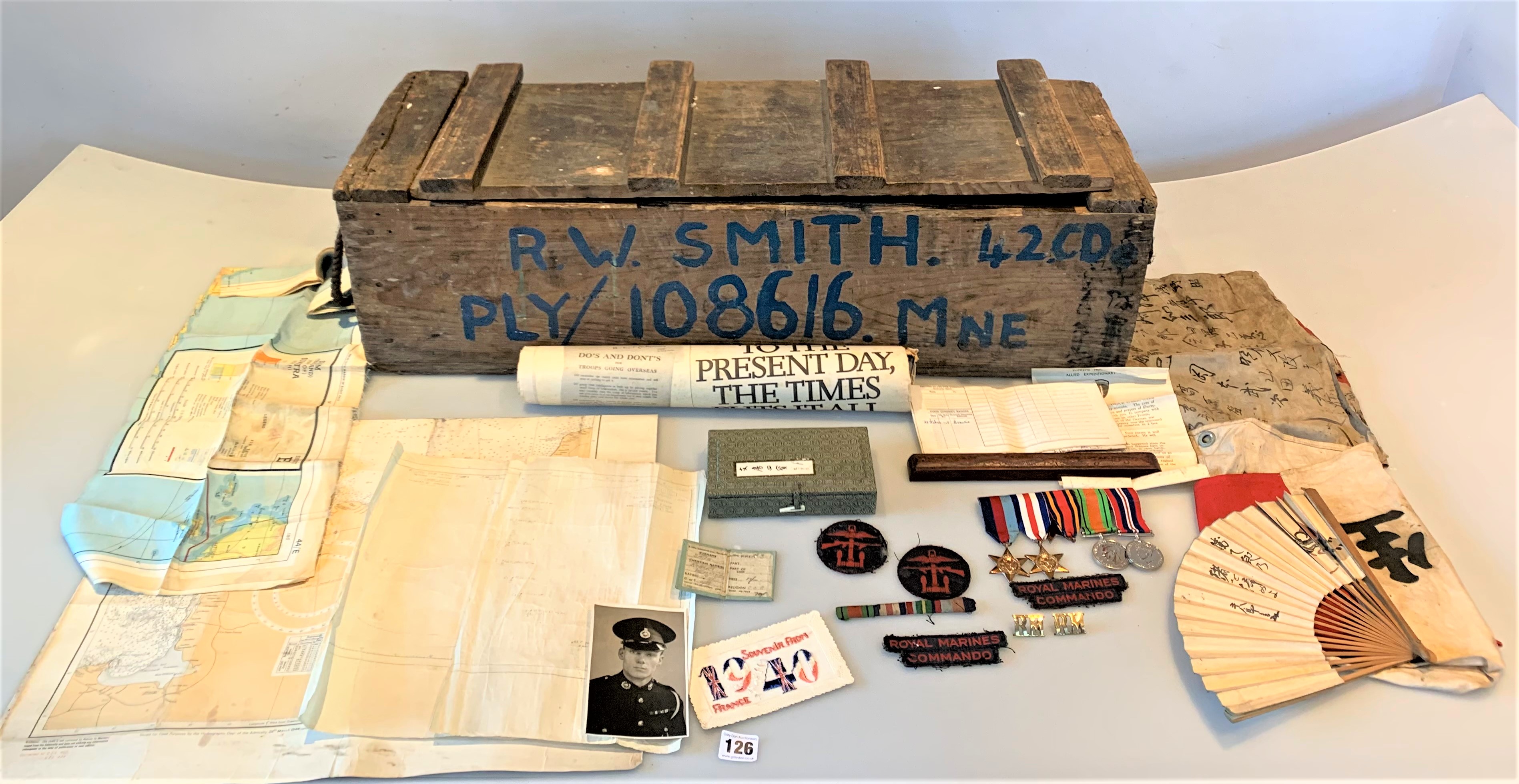 Important collection of militaria belonging to Robert Wellesley Smith, Royal Marines Commando