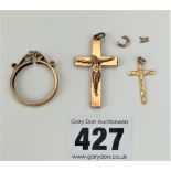 9k gold crucifix pendants & medallion holder