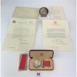 British Empire Medal with paperwork and photo