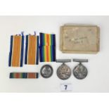 2 First World War Medals and 1 Cap Badge