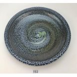 Studio art pottery charger signed JH Jane Hamlyn 15” dia x 2” high