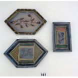 3 x Studio art pottery small dishes. Signed Guy & Pip Perkins. rectangular one 4” x 6”
