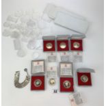 6 x boxed proof coins and accessories